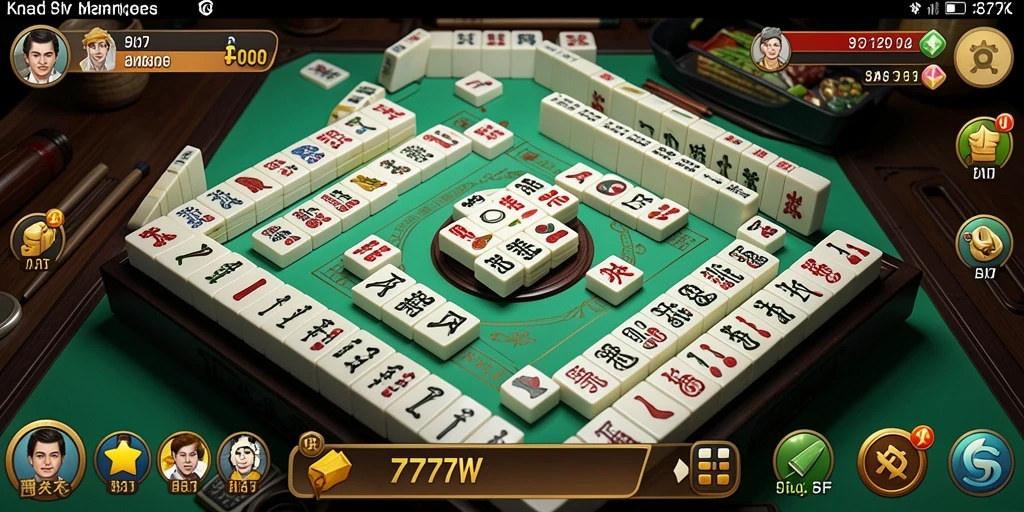 Screenshot gameplay 7777W menampilkan pengalaman Mahjong yang seru.