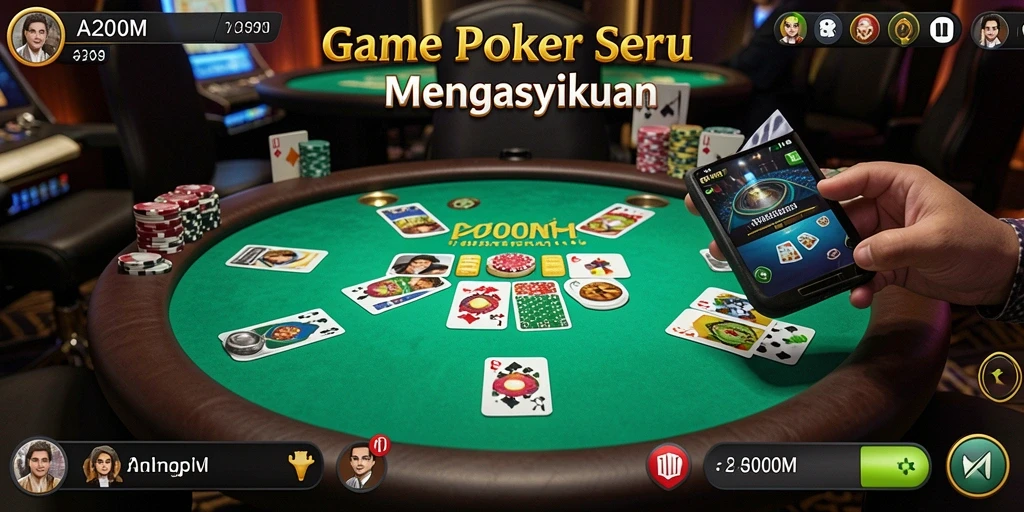 Tampilan gameplay seru di A200M dengan aksi poker yang mendebarkan.