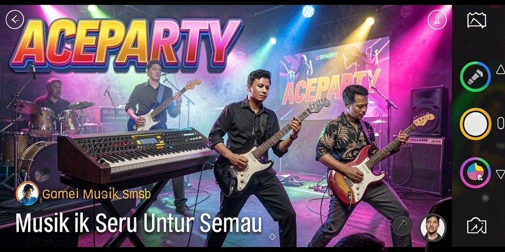 Screenshot ACEPARTY menunjukkan gameplay yang dinamis dan interaktif.