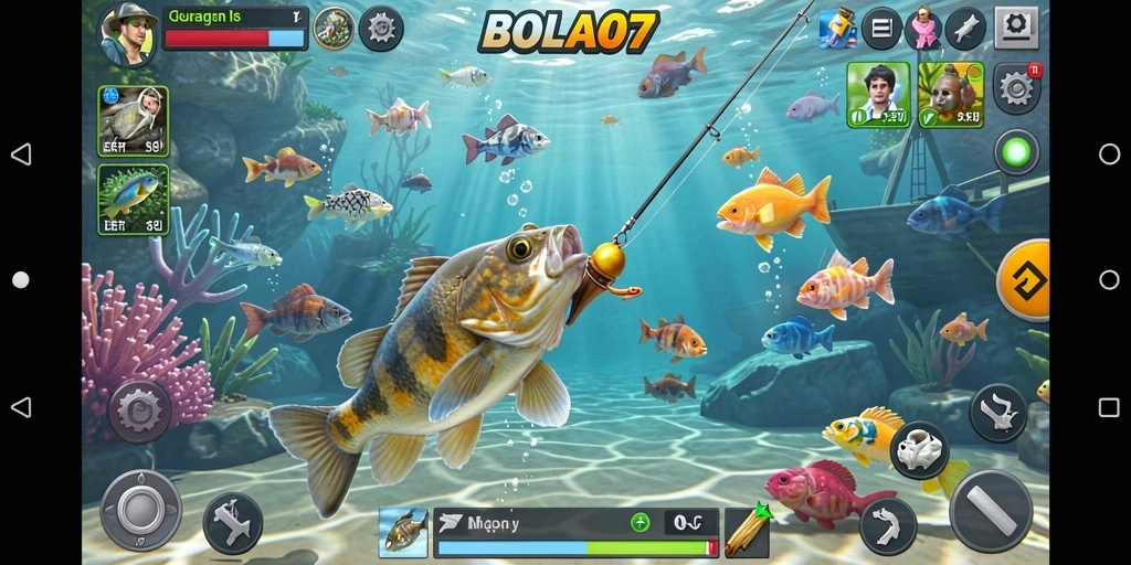 Tampilan gameplay BOLA07 dengan aksi memancing yang seru.