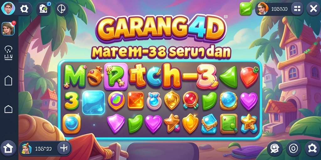 Screenshot GARANG4D menampilkan aksi seru dalam mencocokkan permata Match-3.