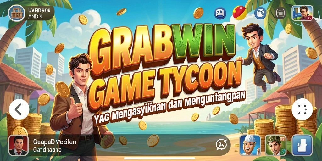 Screenshot GRABWIN menampilkan pemain mengelola bisnis Tycoon dengan penuh strategi.