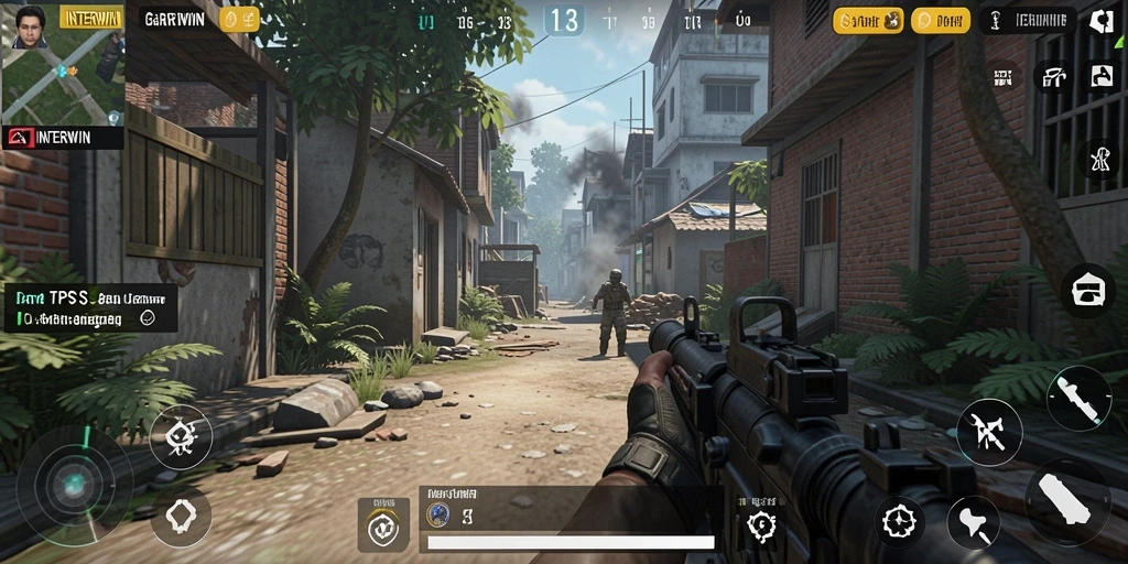 Tampilan gameplay seru dalam <strong>INTERWIN</strong> dengan aksi tembak-menembak yang mendebarkan.