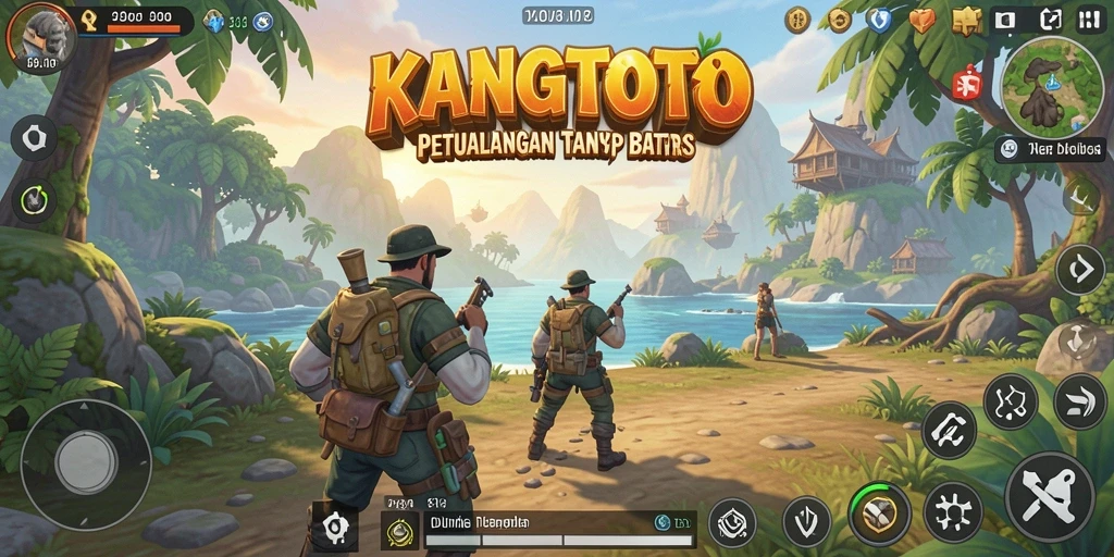 Tangkapan layar gameplay KANGTOTO yang menampilkan dunia terbuka yang indah.