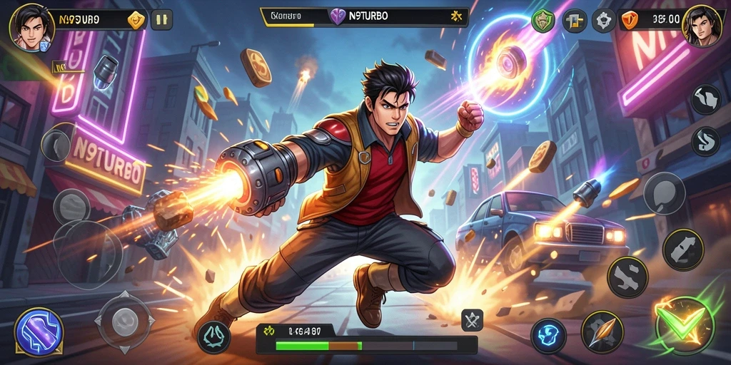 Gambaran gameplay N9TURBO yang seru dan penuh aksi.