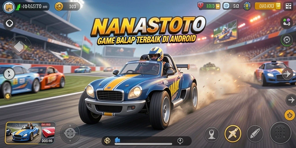 Tangkapan layar gameplay NANASTOTO yang menampilkan aksi balapan seru.