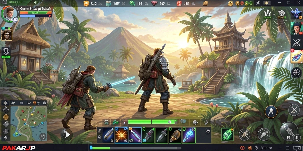 Screenshot gameplay PAKARJP yang menampilkan pertempuran dan strategi.