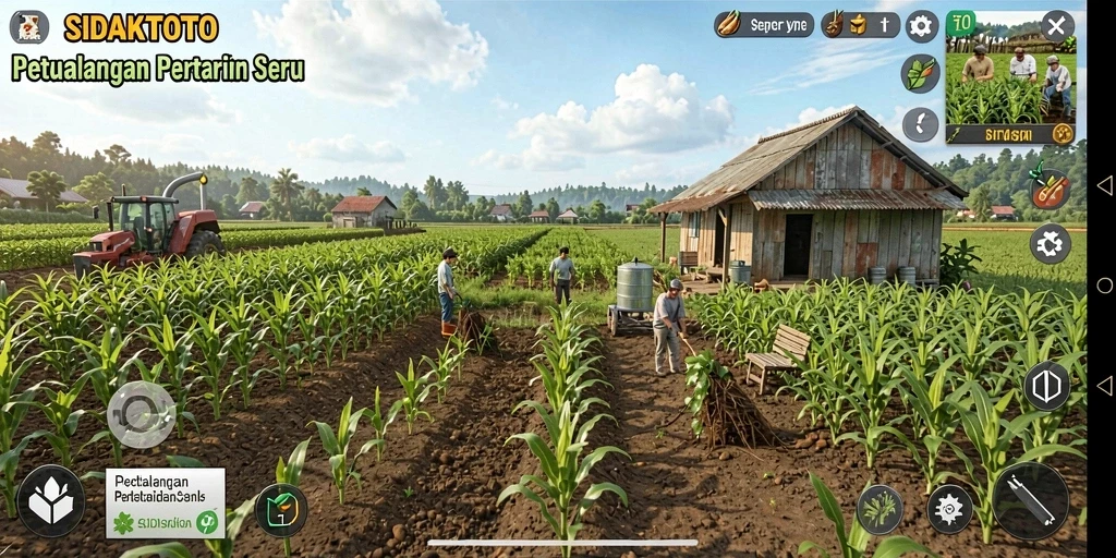 Tampilan gameplay menarik dari SIDAKTOTO dengan ladang yang subur.