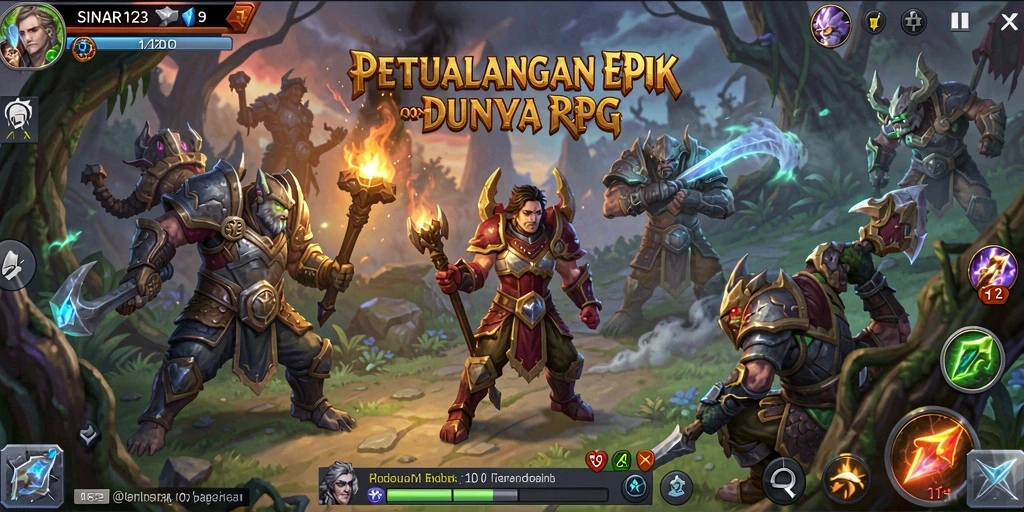 Tangkapan layar gameplay SINAR123 menunjukkan pertarungan epik di dunia RPG.