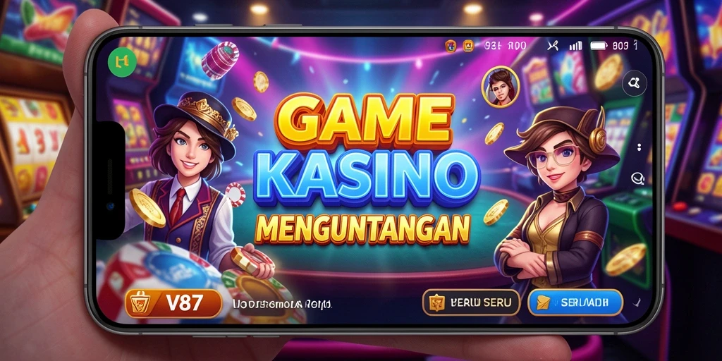 Tampilan gameplay V87 yang menonjolkan suasana kasino yang seru.