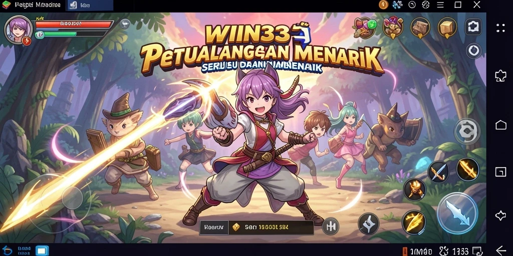 Tampilan gameplay yang menawan dari WIN33 dengan karakter anime.
